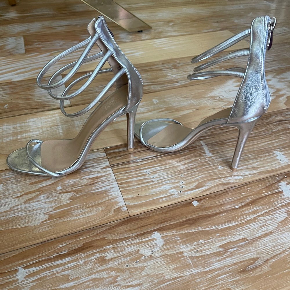 Silver heels size 9 worn once